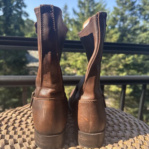 Frye Leather Brown Boots Buckle Mid Calf Pull On Right 6 Left 7 **2 Diff Sizes** - Picture 10 of 16